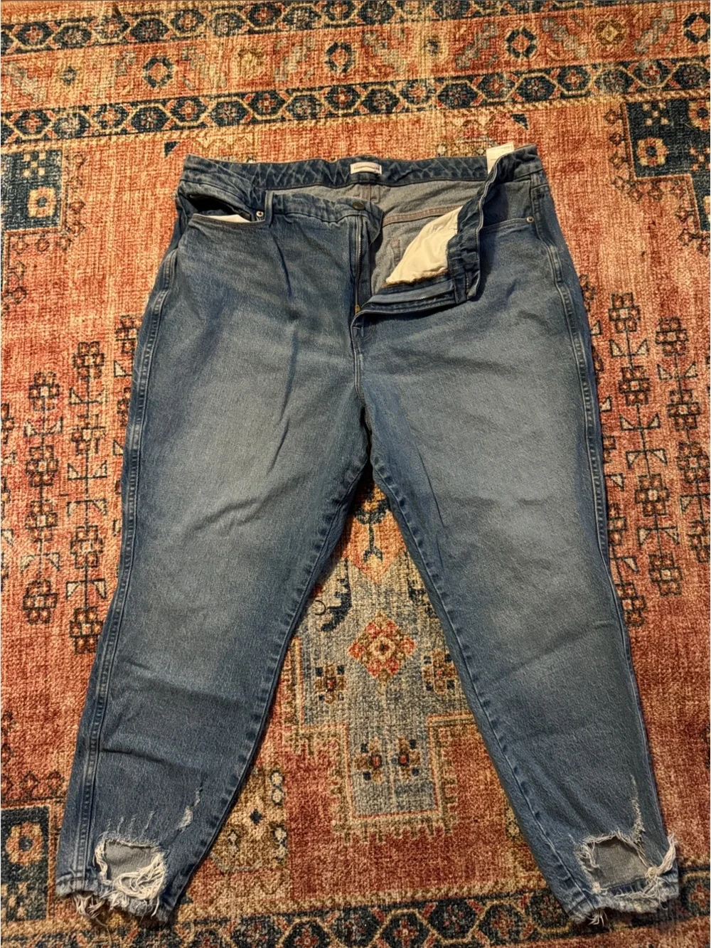 High-Rise Good American Light Blue Distressed Skinny Jeans - Women